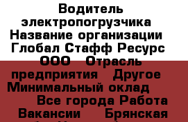 Водитель электропогрузчика › Название организации ­ Глобал Стафф Ресурс, ООО › Отрасль предприятия ­ Другое › Минимальный оклад ­ 25 000 - Все города Работа » Вакансии   . Брянская обл.,Новозыбков г.